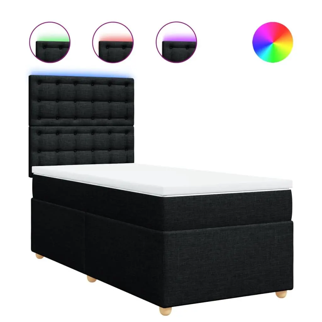 Box Spring Bed Pocket Spring Mattress King Single Black Fabric
