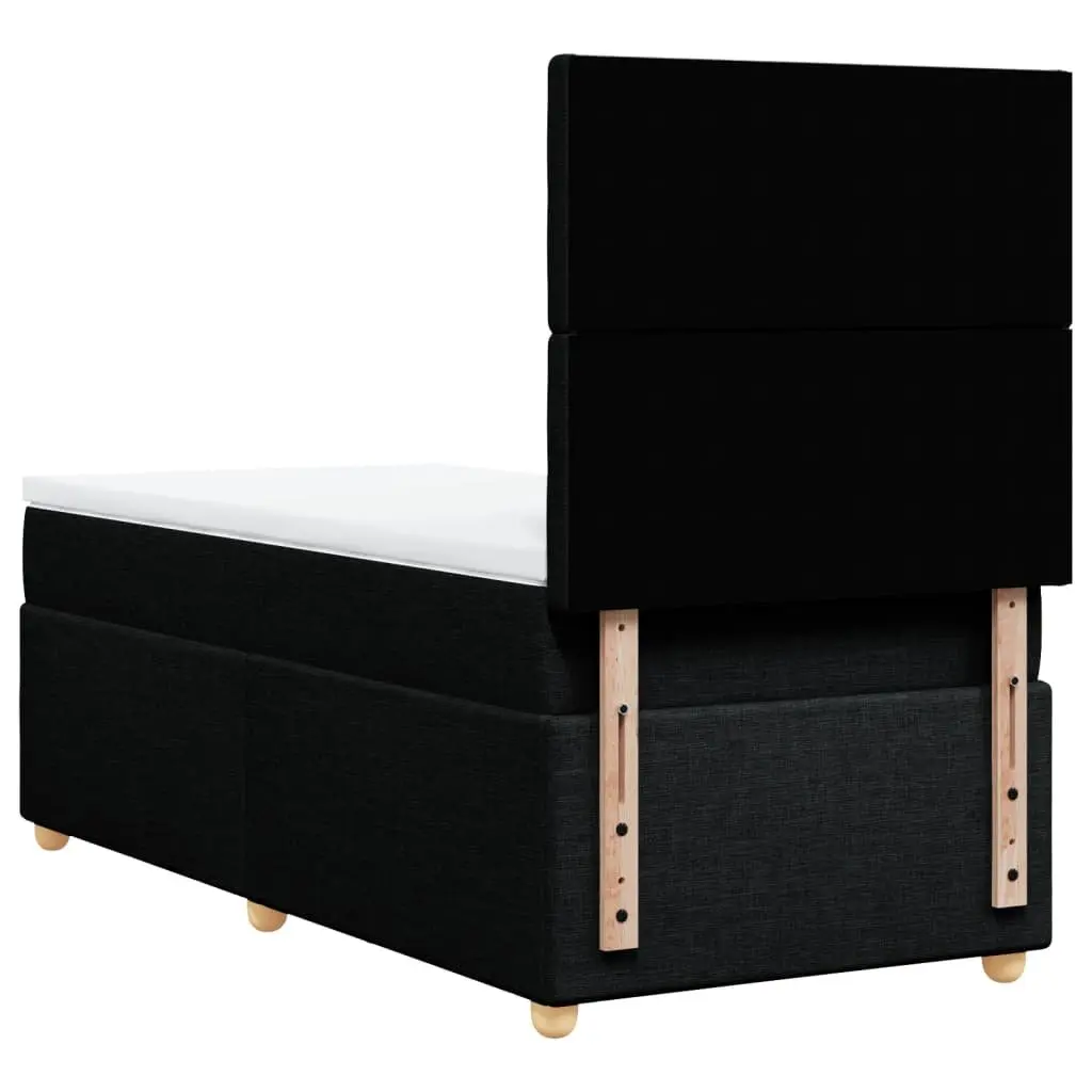 Box Spring Bed Pocket Spring Mattress King Single Black Fabric