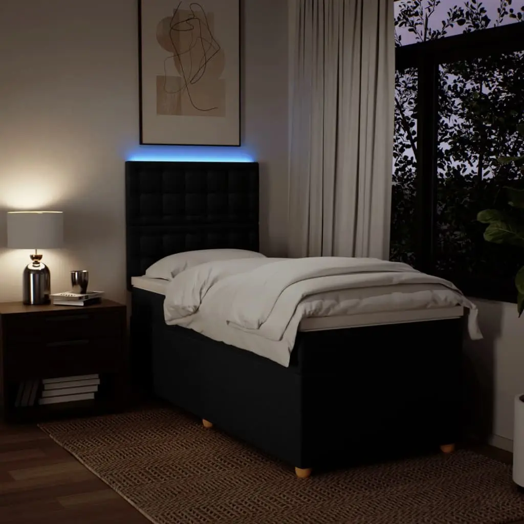 Box Spring Bed Pocket Spring Mattress King Single Black Fabric