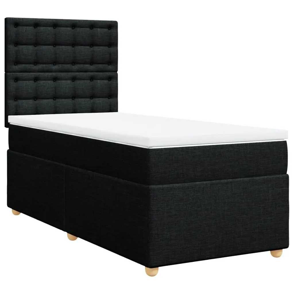 Box Spring Bed Pocket Spring Mattress King Single Black Fabric