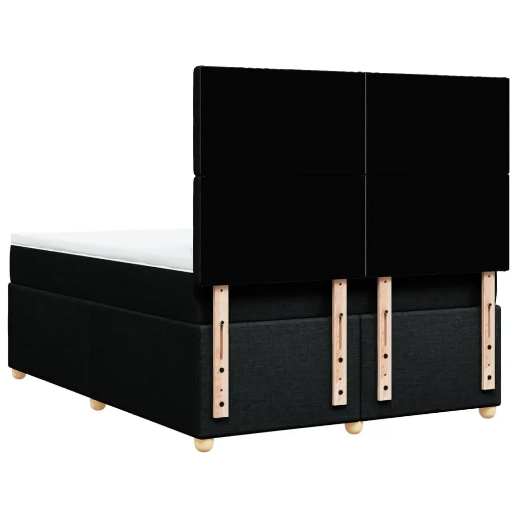 Double Box Spring Bed Pocket Mattress Height Adjustable LED Headboard Black Fabric
