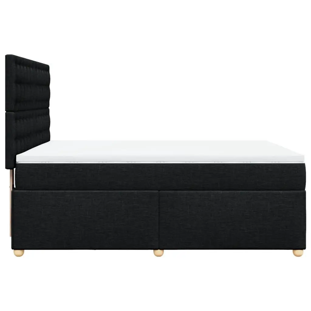 Double Box Spring Bed Pocket Mattress Height Adjustable LED Headboard Black Fabric