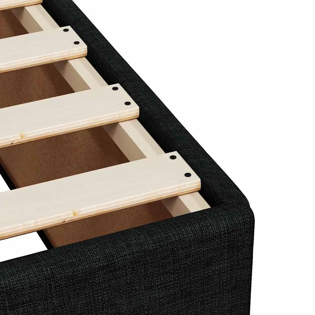 Double Box Spring Bed Pocket Mattress Height Adjustable LED Headboard Black Fabric