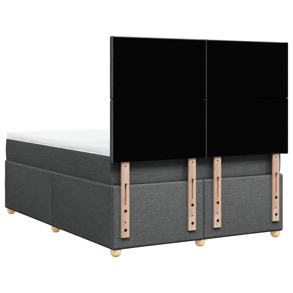 Queen Box Spring Bed with Pocket Mattress LED Lights Adjustable Headboard Grey