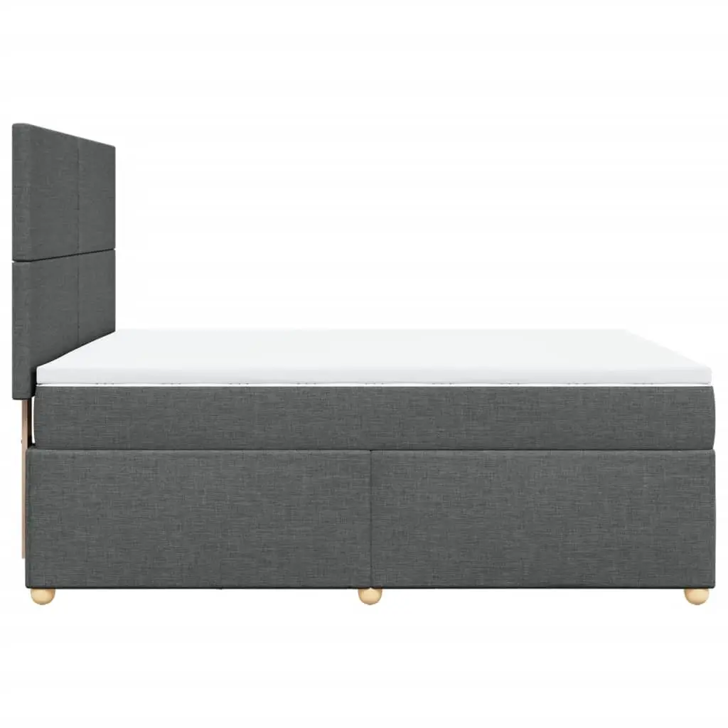 Queen Box Spring Bed with Pocket Mattress LED Lights Adjustable Headboard Grey