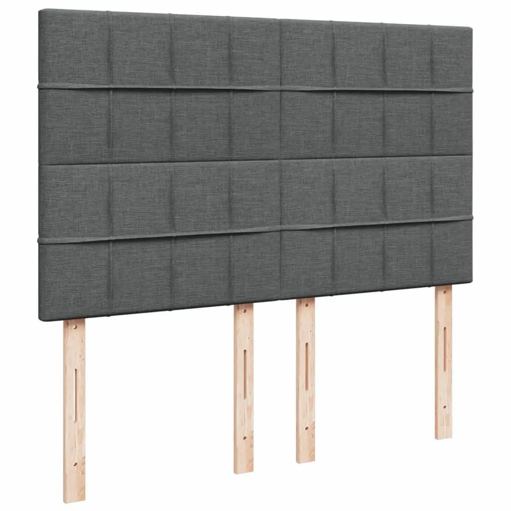 Box Spring Bed with Mattress Queen Size Dark Grey Fabric LED Headboard