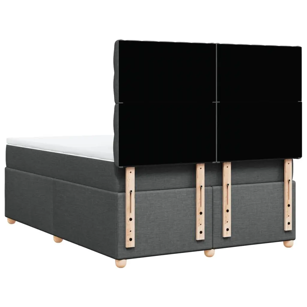 Queen Box Spring Bed with Pocket Mattress LED Lights Adjustable Headboard Grey