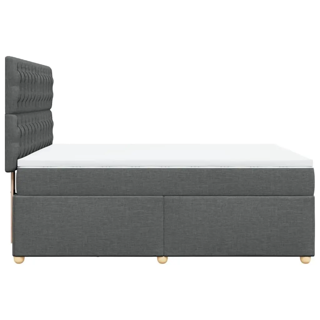 Queen Box Spring Bed with Pocket Mattress LED Lights Adjustable Headboard Grey