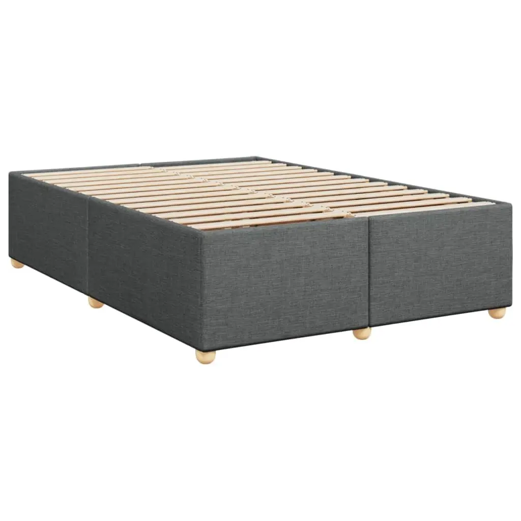 Queen Box Spring Bed with Pocket Mattress LED Lights Adjustable Headboard Grey