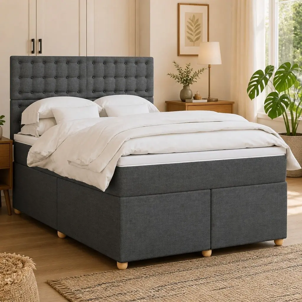 Queen Box Spring Bed with LED Lighting
