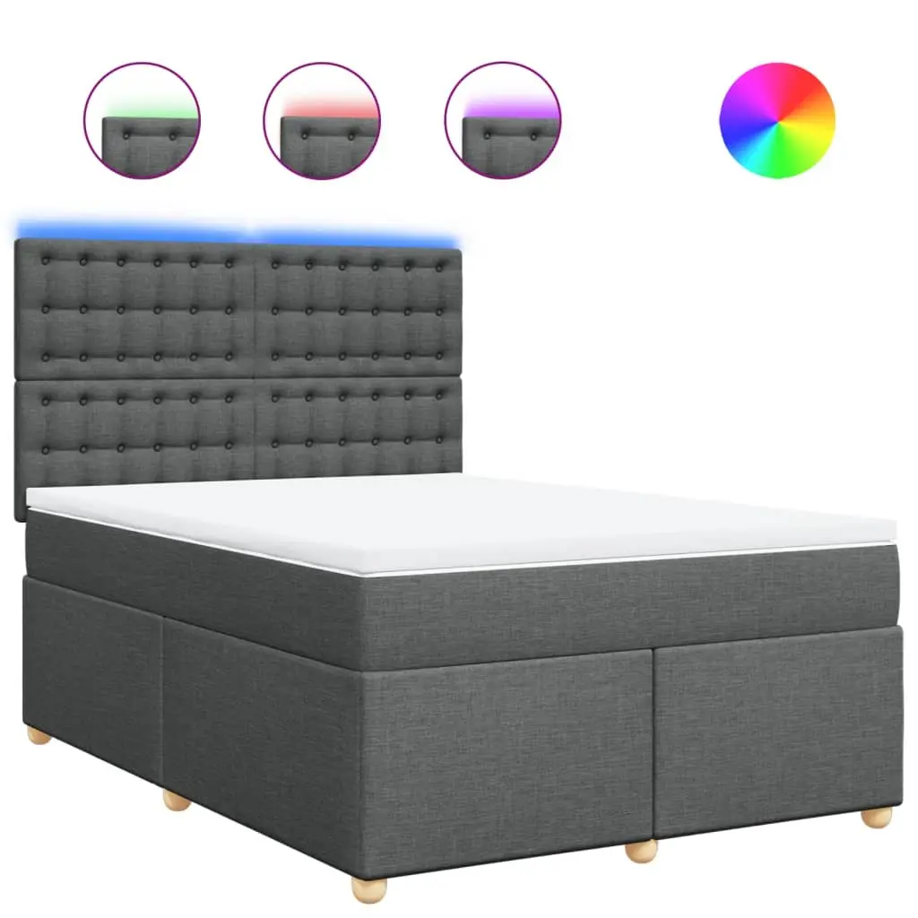 Queen Box Spring Bed with LED Lighting