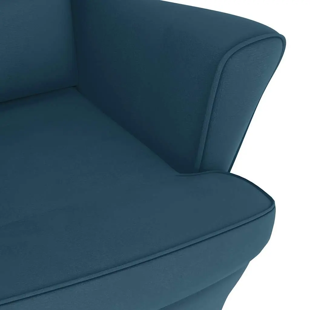 Blue Velvet Wingback Rocking Chair with Solid Legs