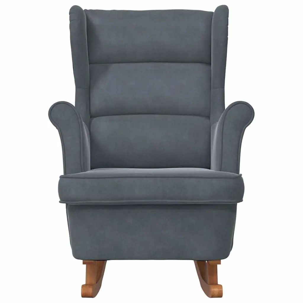 Rocking Chair Wingback Grey Velvet Padded Armchair