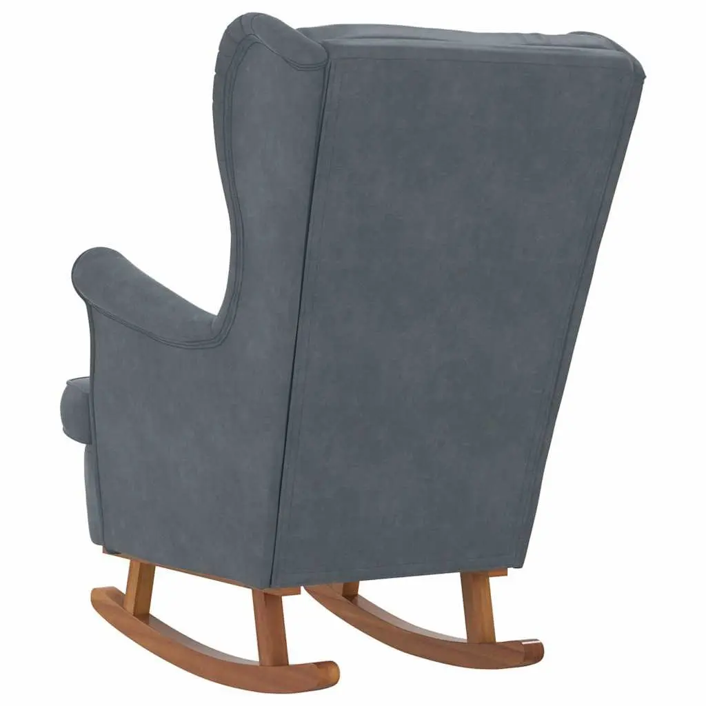 Rocking Chair Wingback Grey Velvet Padded Armchair