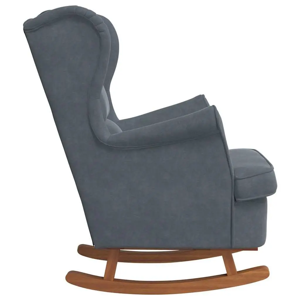 Rocking Chair Wingback Grey Velvet Padded Armchair