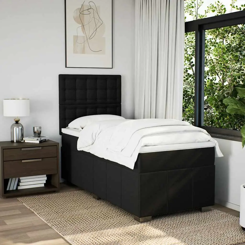 Box Spring Bed Pocket Mattress King Single Adjustable Headboard LED Black