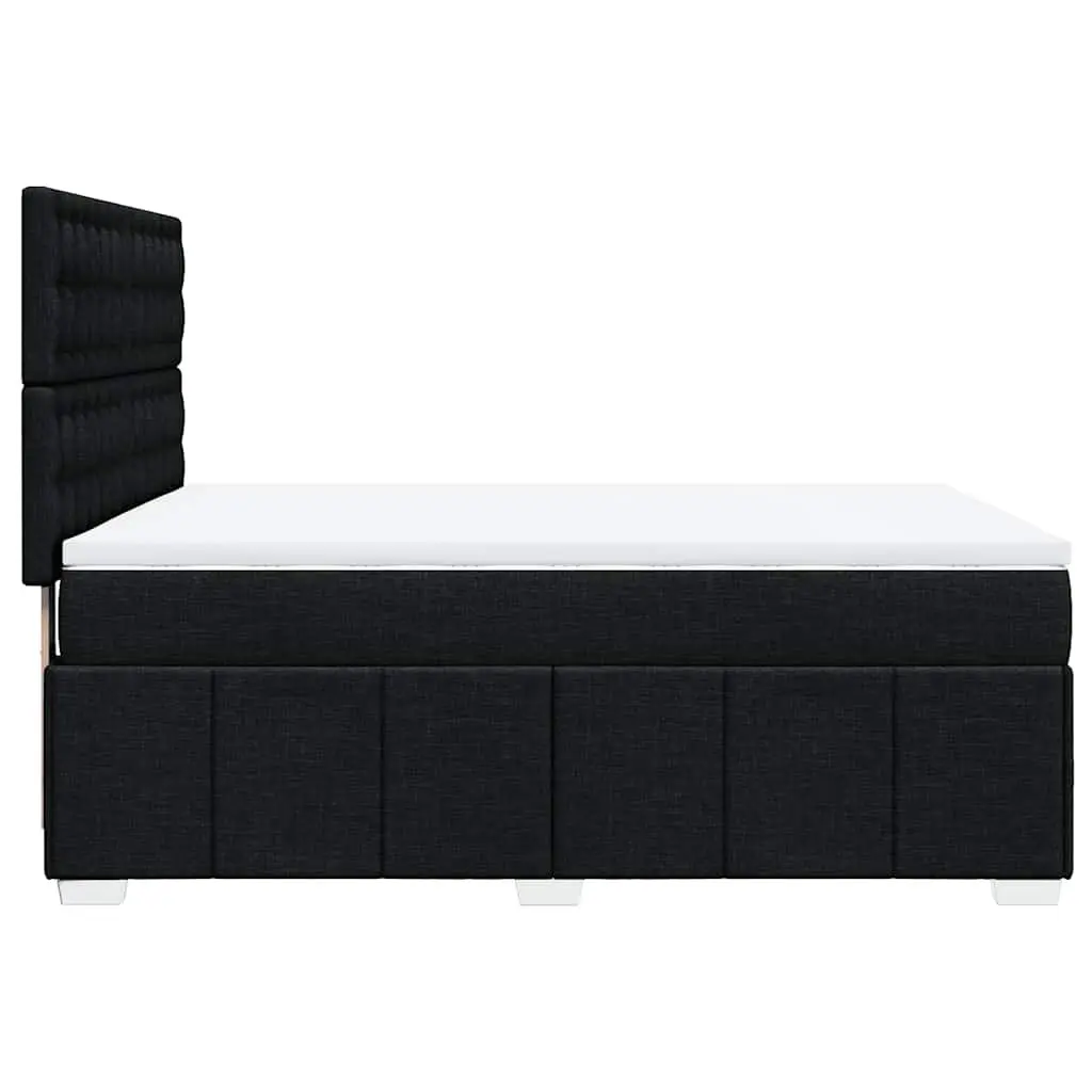 Double Box Spring Bed Pocket Spring Mattress Adjustable Headboard LED Lights Black