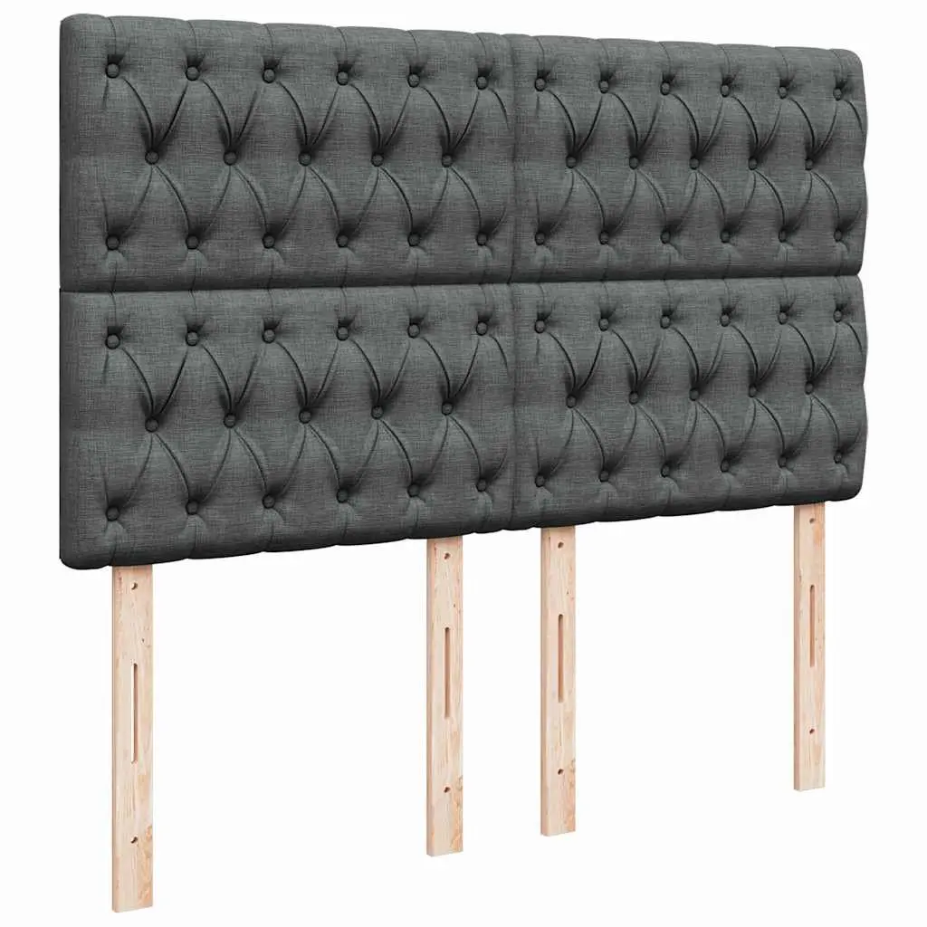 Queen Box Spring Bed with Pocket Mattress LED Lights Adjustable Headboard Grey