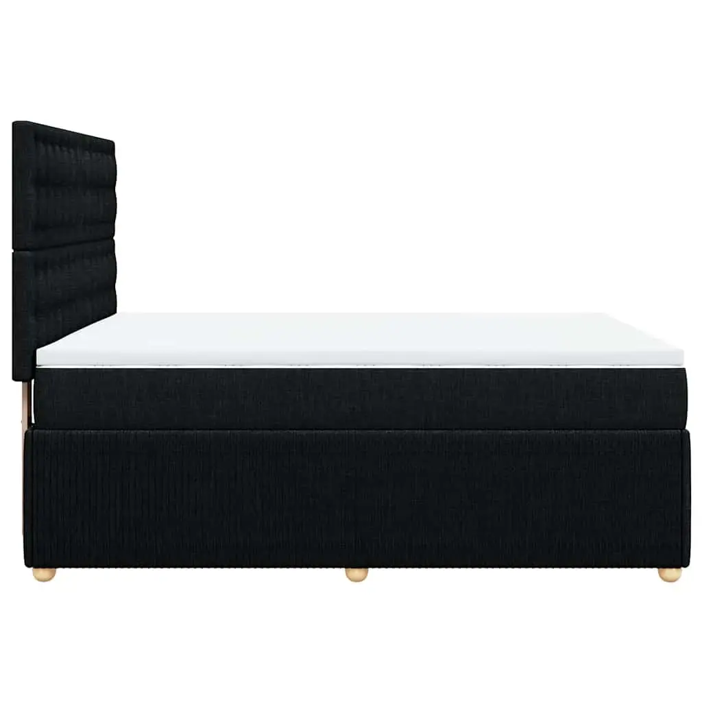 Double Box Spring Bed with Pocket Sprung Mattress LED Lights Black Fabric