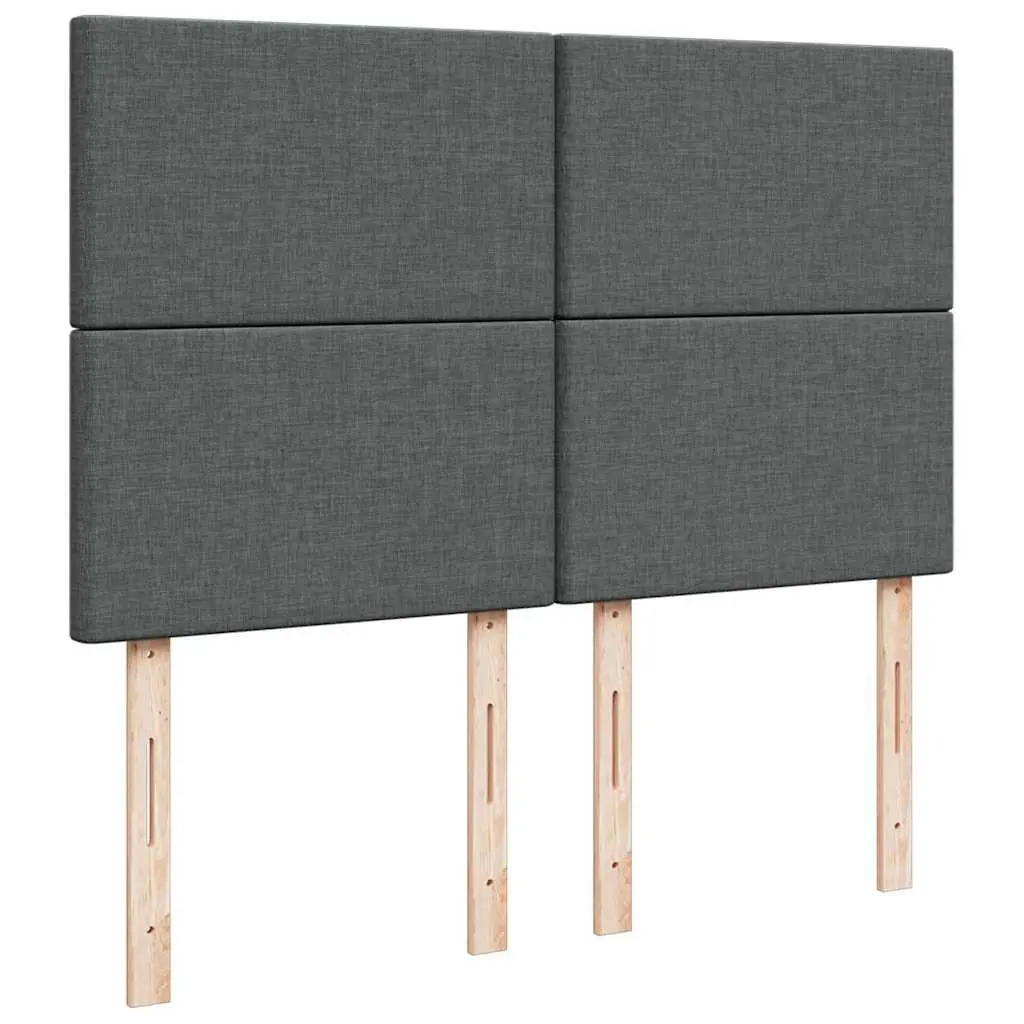 Queen Box Spring Bed with Pocket Spring Mattress LED Lights Grey Fabric Frame