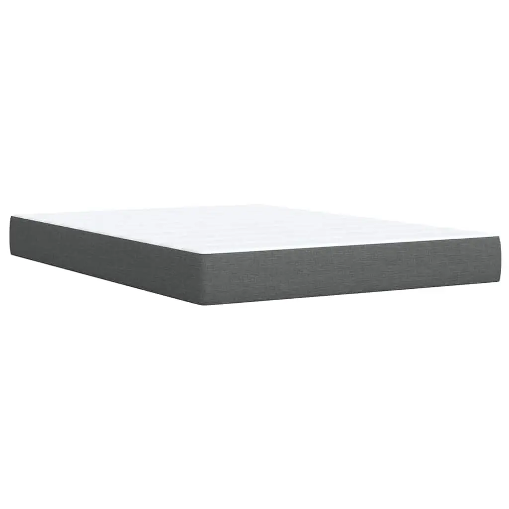 Queen Box Spring Bed with Pocket Spring Mattress LED Lights Grey Fabric Frame