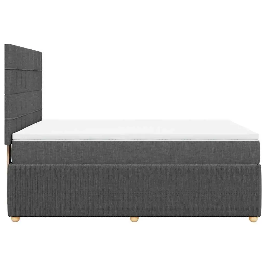 Queen Bed Frame with Mattress Dark Grey Fabric Box Spring Bed LED Lights