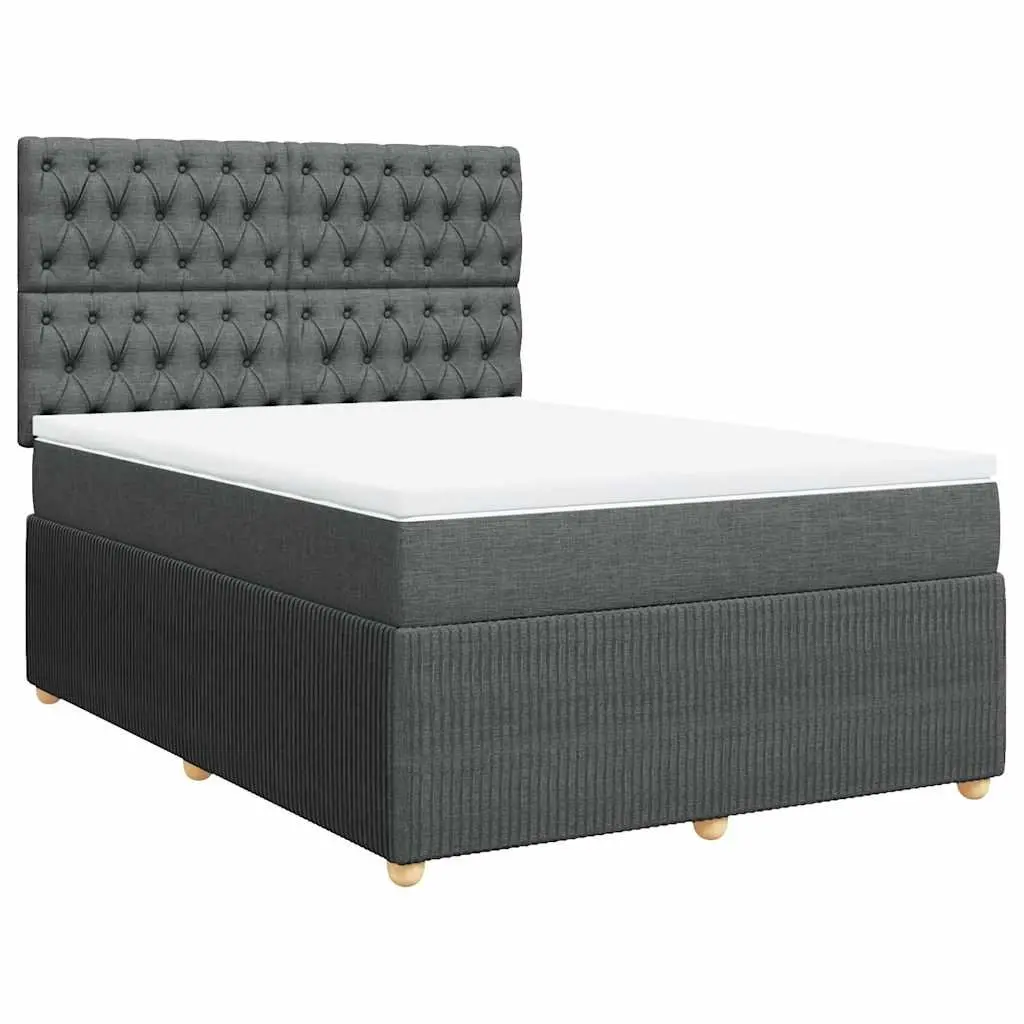 Queen Box Spring Bed with Pocket Spring Mattress LED Lights Adjustable Headboard
