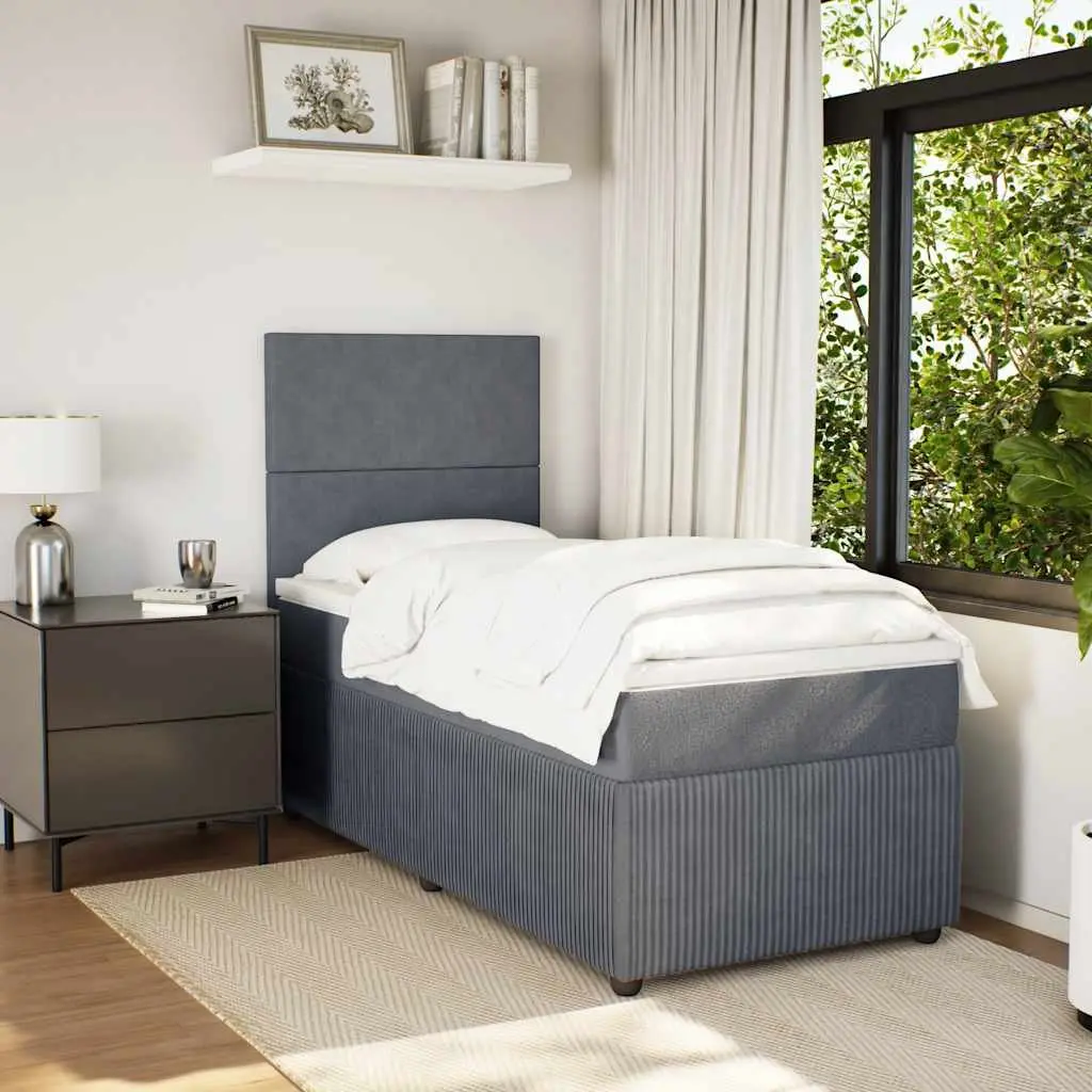 Box Spring Bed King Single Pocket Mattress LED Headboard Grey Velvet