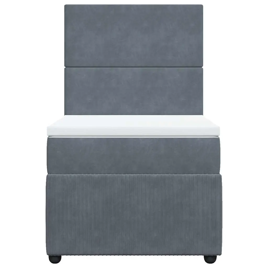 Box Spring Bed King Single Pocket Mattress LED Headboard Grey Velvet