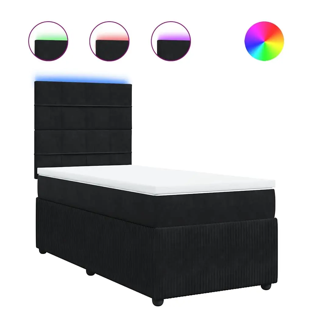 Box Spring Bed King Single Adjustable Headboard Pocket Spring Mattress Black Velvet