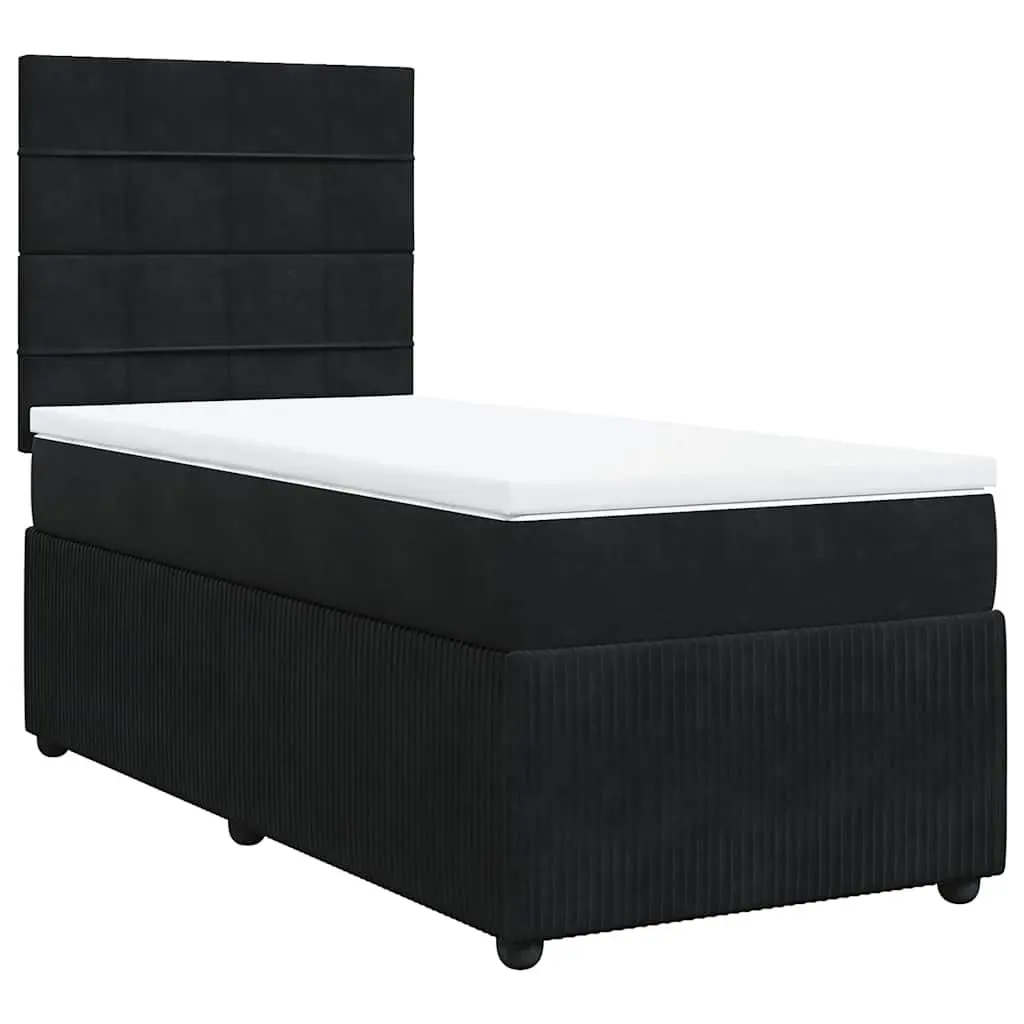 Box Spring Bed King Single Adjustable Headboard Pocket Spring Mattress Black Velvet