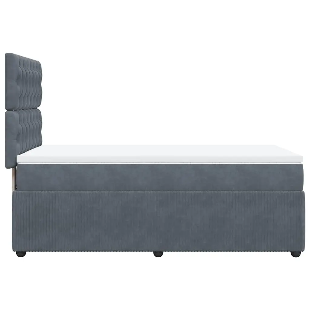 Box Spring Bed King Single with Pocket Spring Mattress LED Lights Grey Velvet