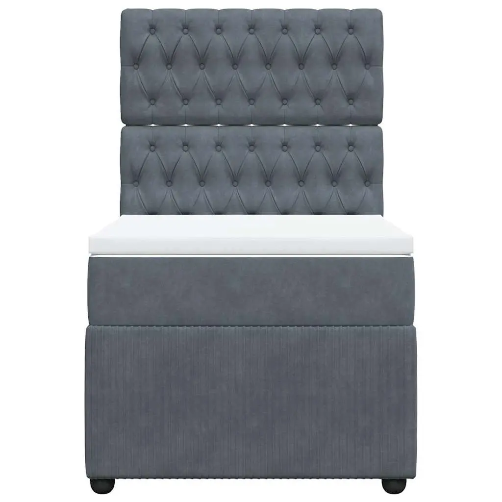 Box Spring Bed King Single with Pocket Spring Mattress LED Lights Grey Velvet