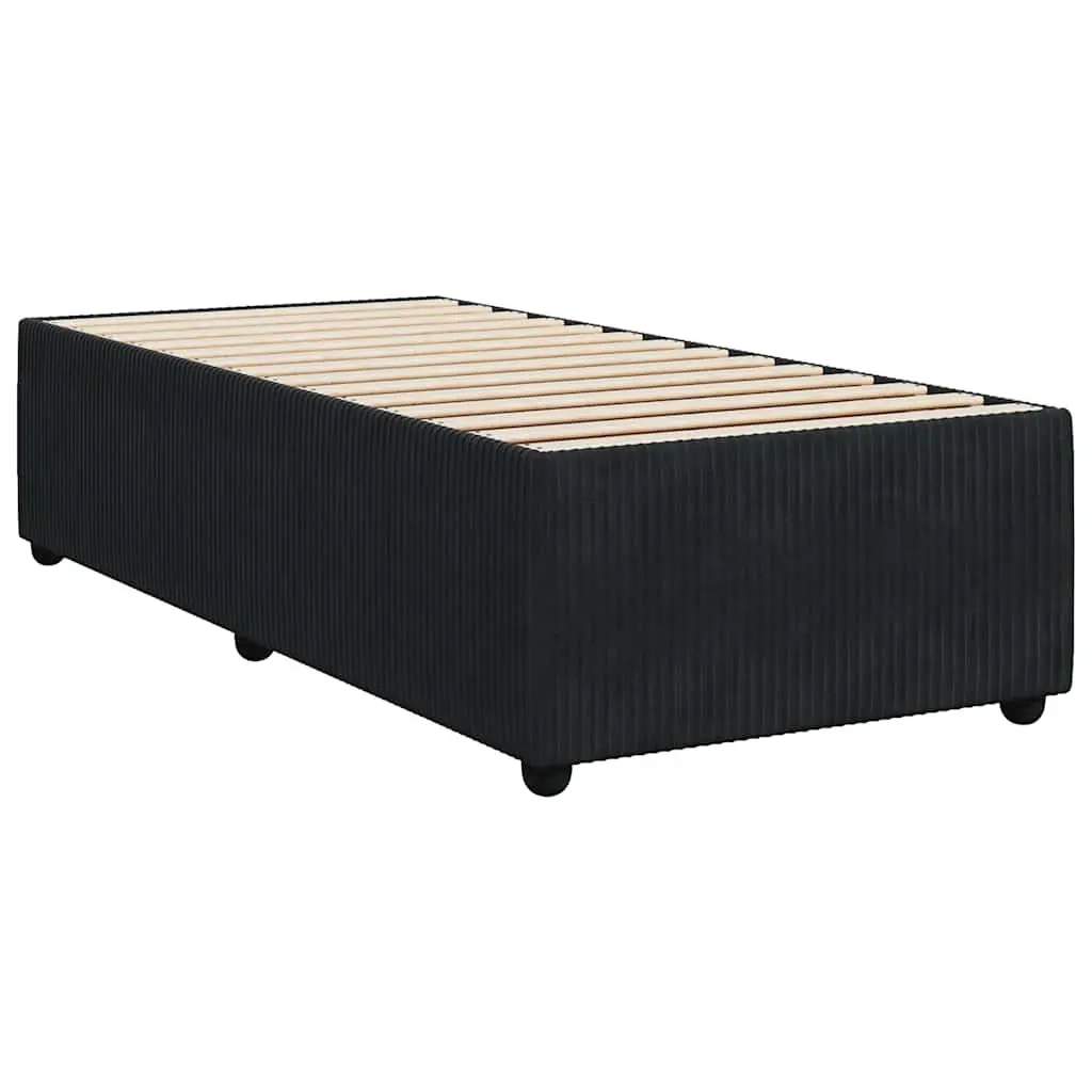 Box Spring Bed Pocket Spring Mattress King Single Black Velvet LED Lights