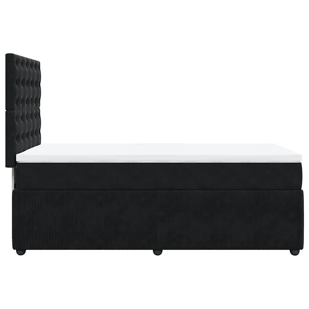King Single Box Spring Bed with Pocket Mattress LED Lights Velvet Black
