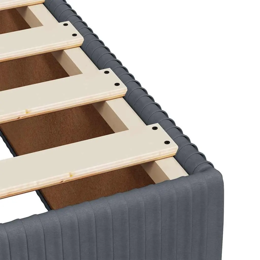 Box Spring Bed Mattress Queen Size Dark Grey Velvet LED Headboard