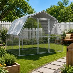 Dog Cage with Roof and Door Outdoor Kennel Galvanised Steel Mesh Pen