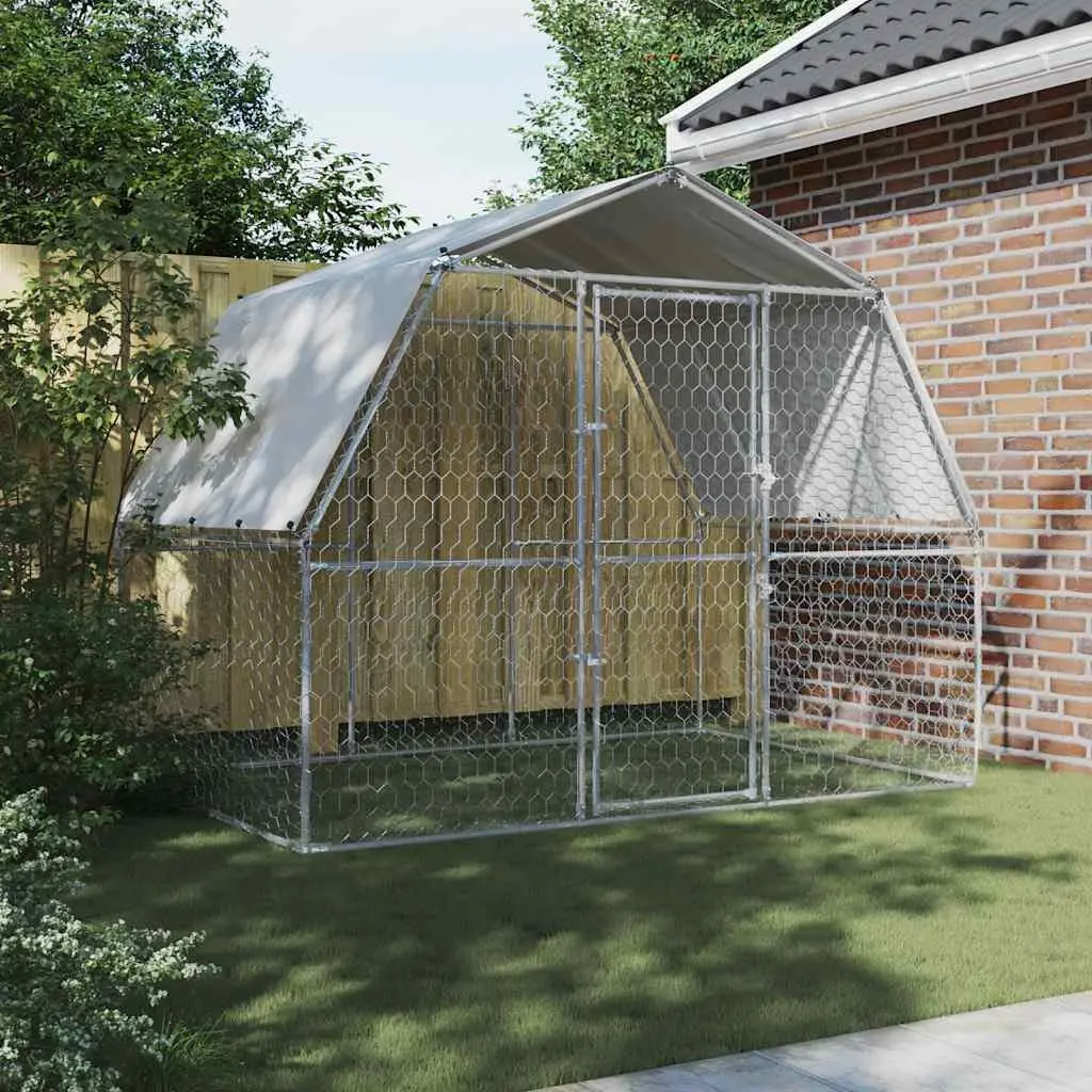 Dog Cage Outdoor Kennel Galvanised Steel Mesh Pen Silver