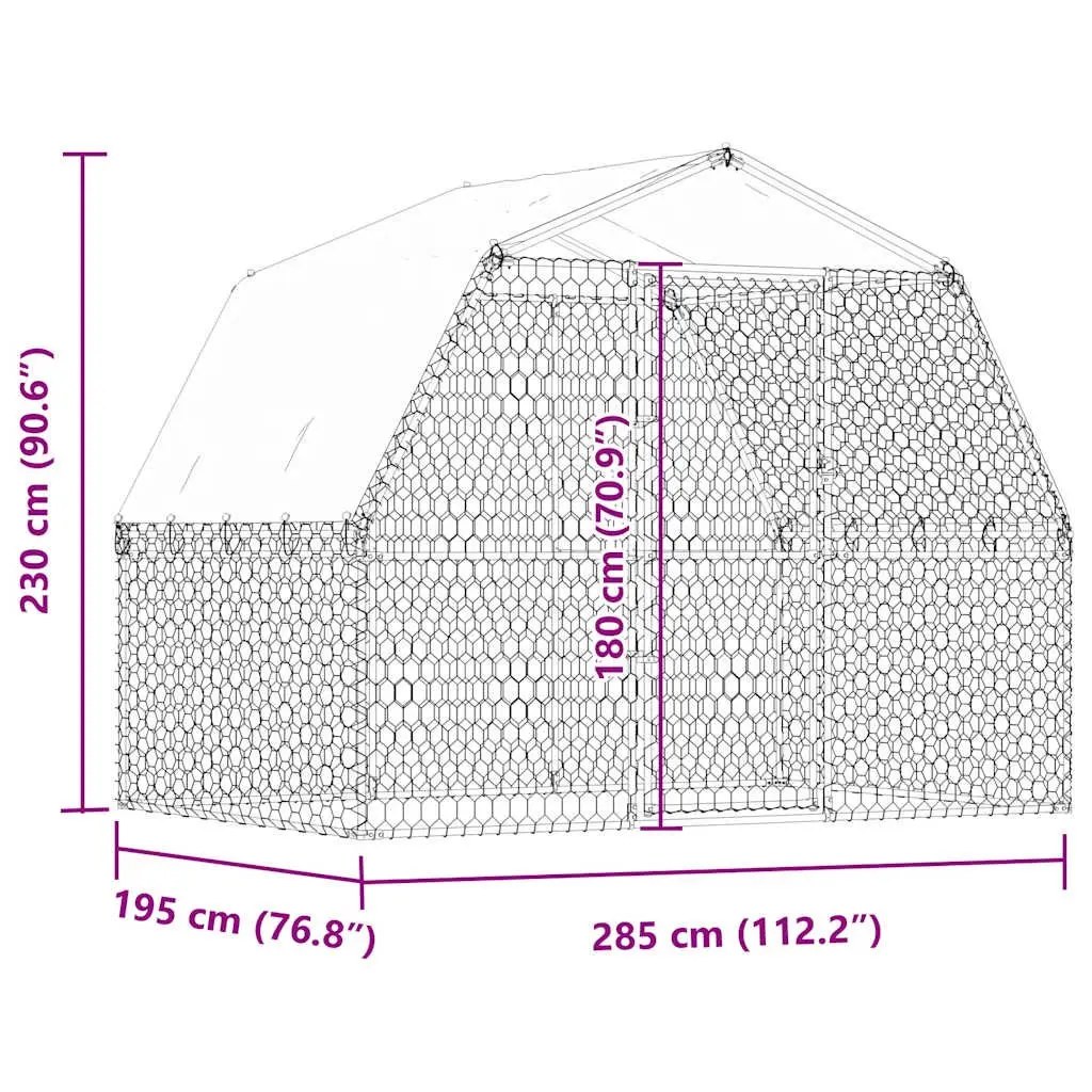 Dog Cage Outdoor Kennel Galvanised Steel Mesh Pen Silver