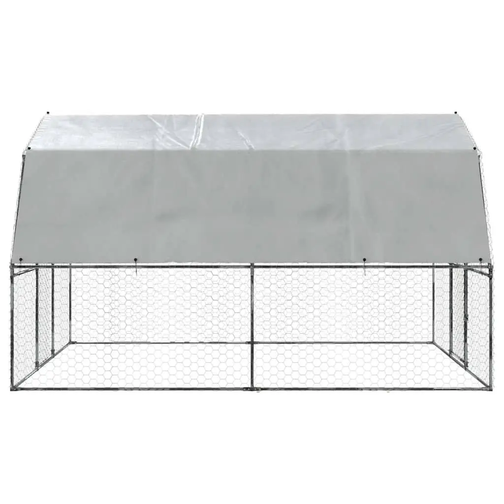 Chicken Cage Outdoor Enclosure Galvanised Steel Silver