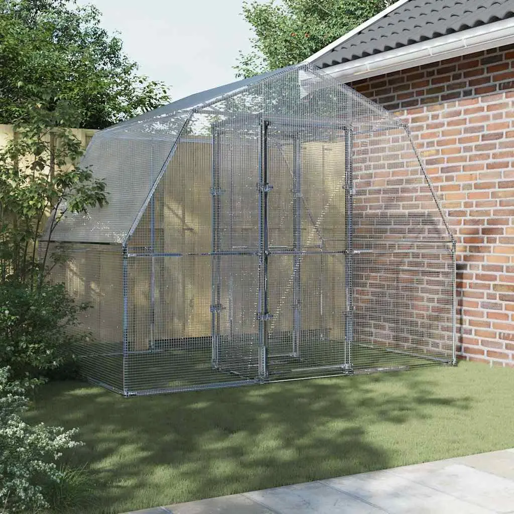 Large Bird Cage Silver Galvanised Steel Outdoor Indoor Aviary Mesh