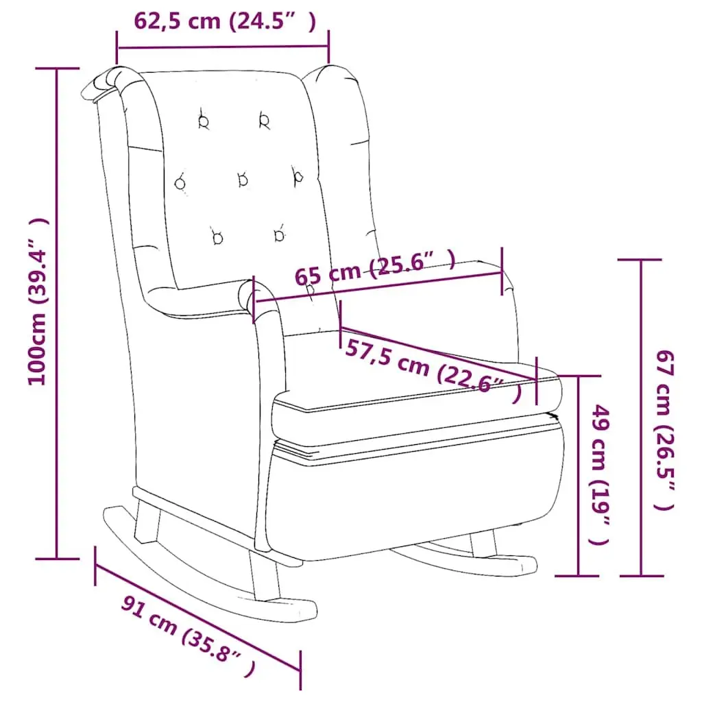 Armchair with Rocking Legs Grey Fabric Padded Foam Seat Living Room Furniture