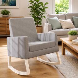 Comfortable Grey Rocking Chair with Solid Construction