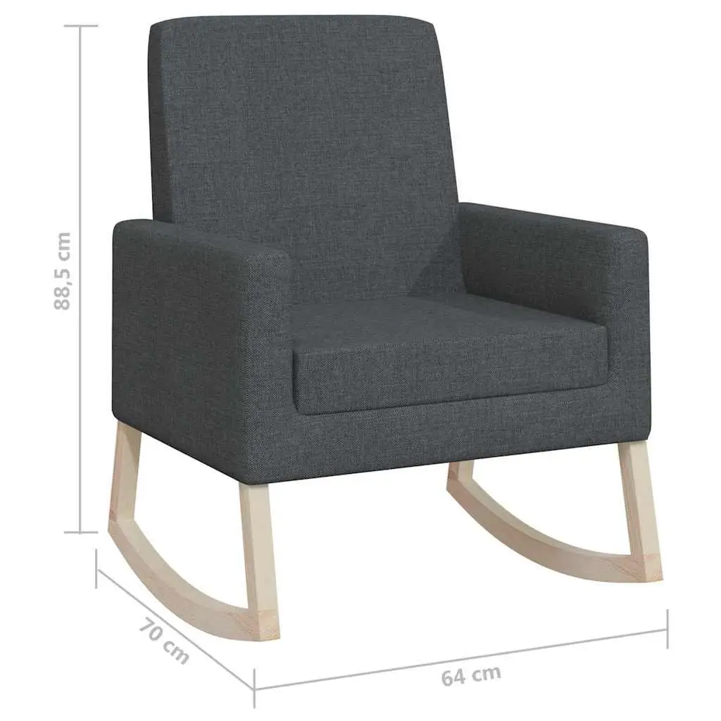 Rocking Chair Relaxing Lounge Seating Grey Fabric Upholstered Wooden Armrest