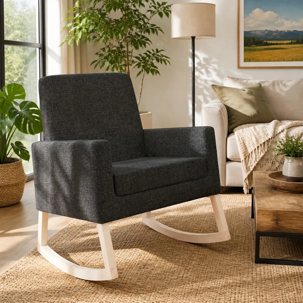 Black Fabric Rocking Chair