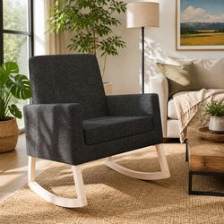 A Comfortable and Durable Black Fabric Rocking Chair