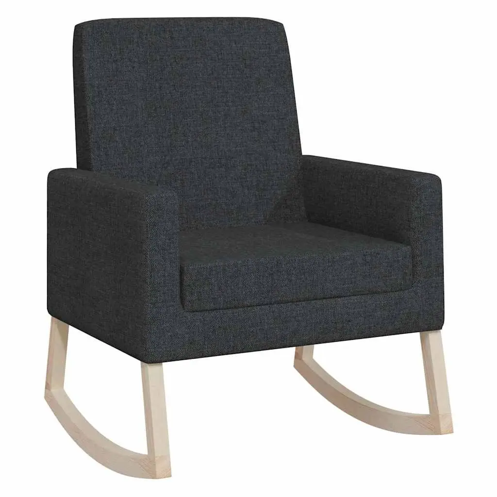 Rocking Chair Black Fabric Upholstered Armrest Living Room