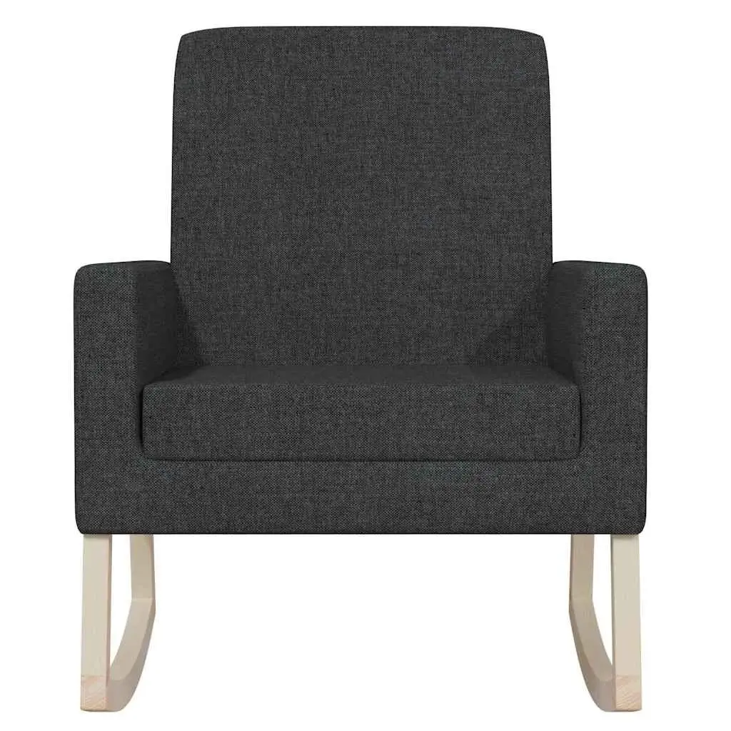 Rocking Chair Black Fabric Upholstered Armrest Living Room
