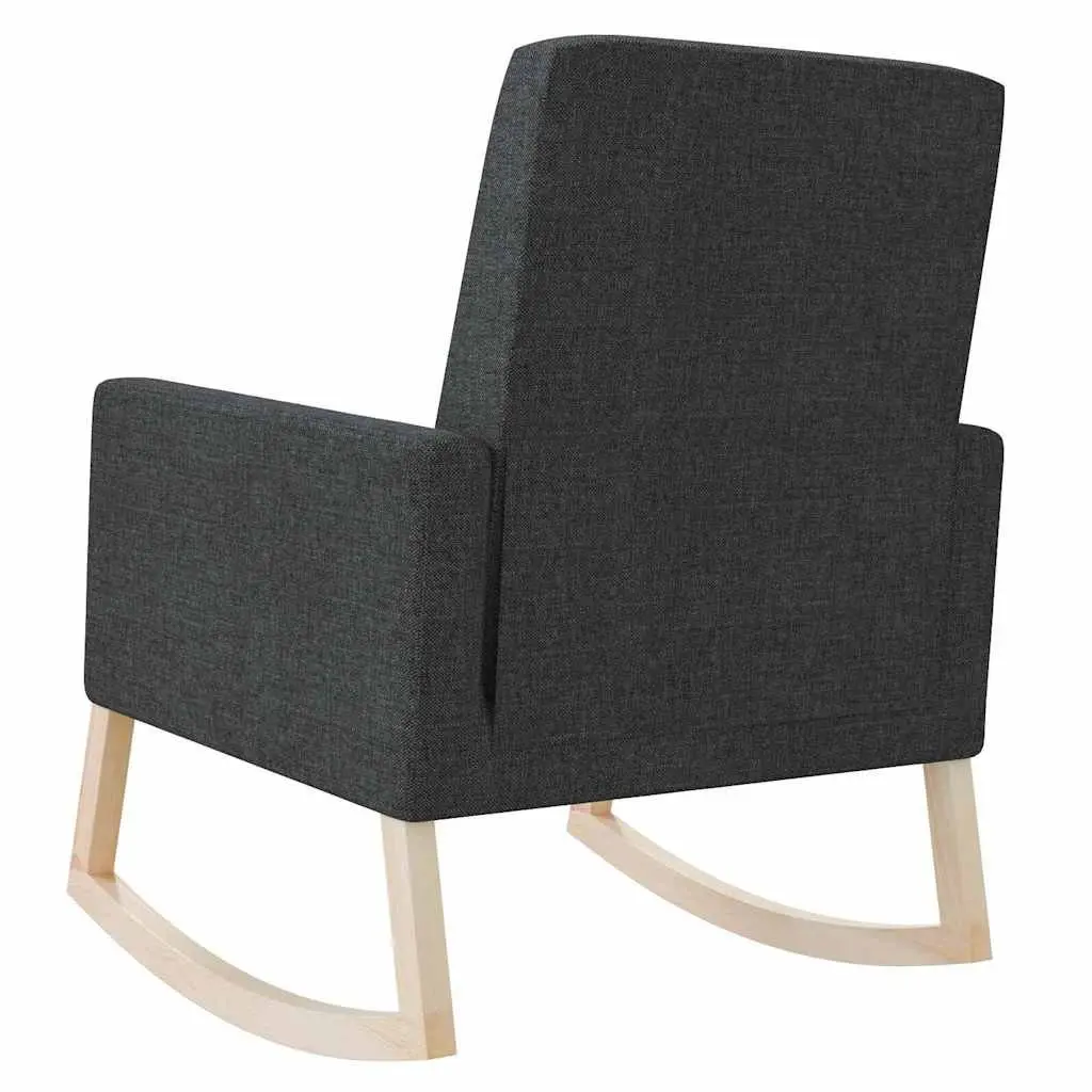 Rocking Chair Black Fabric Upholstered Armrest Living Room