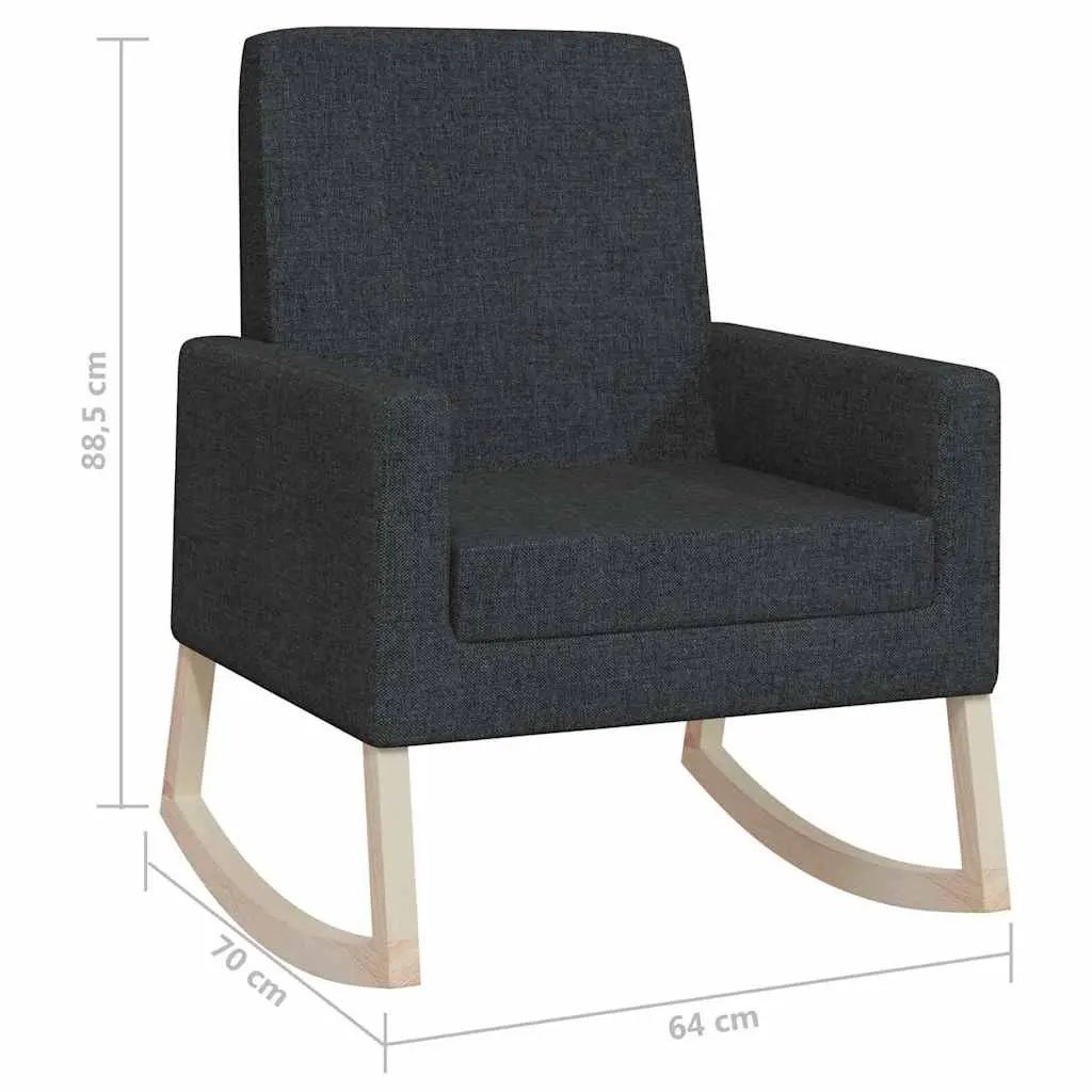 Rocking Chair Black Fabric Upholstered Armrest Living Room